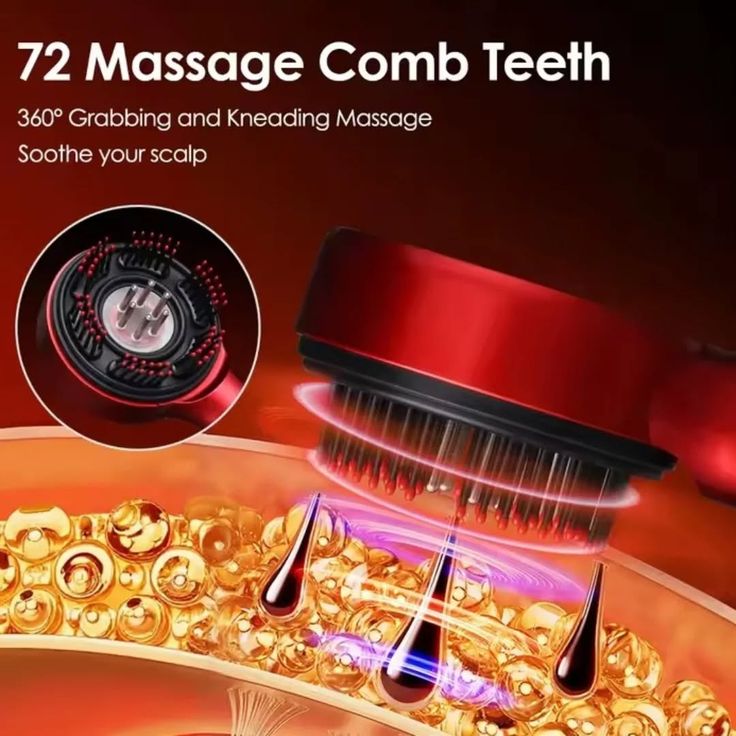 5-in-1 Electric Scalp Massager & Hair Growth Comb | Red Light Therapy | Oil Applicator | Rechargeable