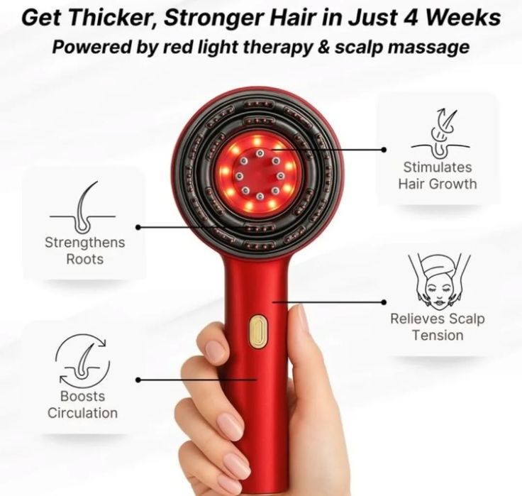 5-in-1 Electric Scalp Massager & Hair Growth Comb | Red Light Therapy | Oil Applicator | Rechargeable