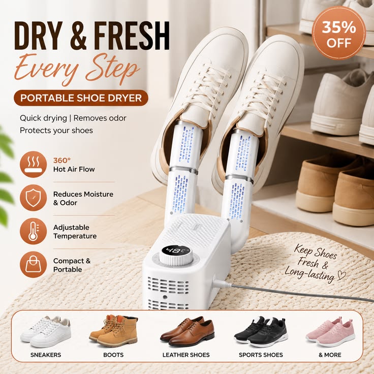 4-Pod Electric Shoe Dryer & Deodorizer | Fast Drying | Smart Timer | Eliminates Odor & Moisture