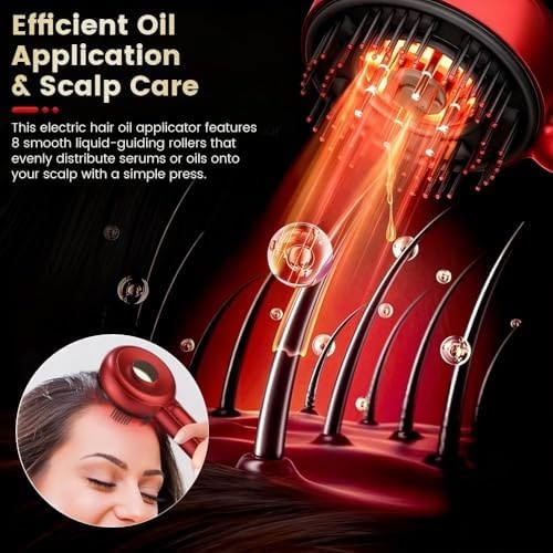 5-in-1 Electric Scalp Massager & Hair Growth Comb | Red Light Therapy | Oil Applicator | Rechargeable